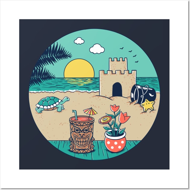 Video game beach Wall Art by coffeeman